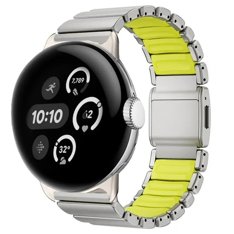 Bracelet en acier inoxydable pour Google Pixel Watch 3, 4, 45mm gris et vert pomme