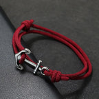 Bracelet en corde ancre bordeaux