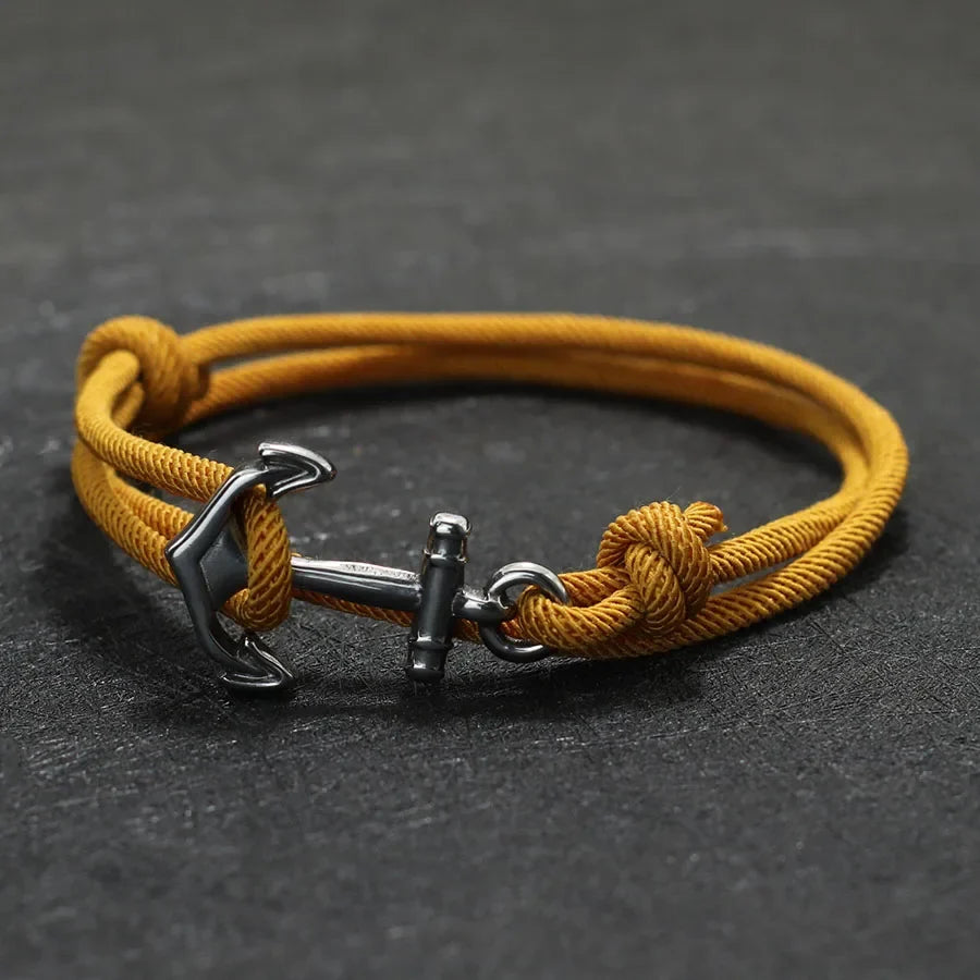 Bracelet en corde ancre jaune