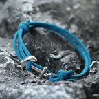 Bracelet en corde ancre bleu