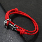 Bracelet en corde ancre rouge