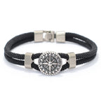 Bracelet en Corde avec Boussole Rose des Vents noir