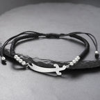 Bracelet en corde avec épée Ali Zulfiqar arabe noir argent