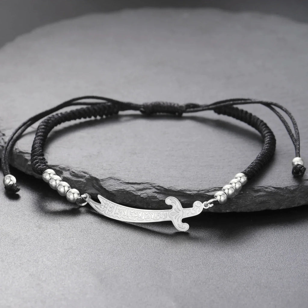 Rope bracelet with Ali Zulfiqar sword, an Islamic symbol 