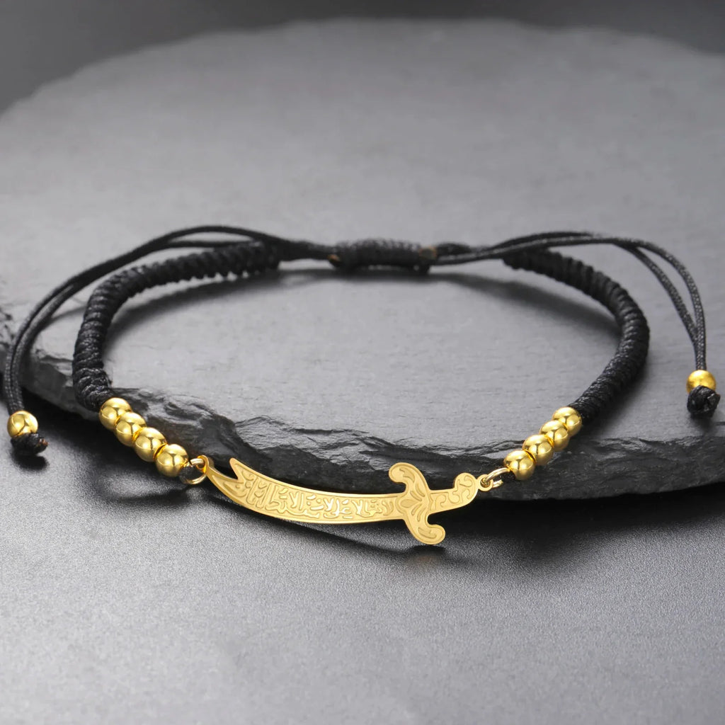 Rope bracelet with Ali Zulfiqar sword, an Islamic symbol 