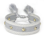 Bracelet en Corde avec Etoiles Homme ou Femme gris