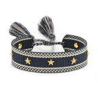 Bracelet en Corde avec Etoiles Homme ou Femme noir