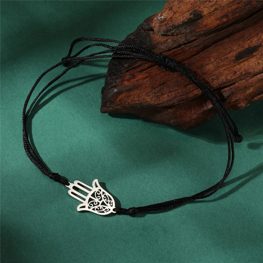 Cord bracelet with Arabic Hand of Fatima symbol