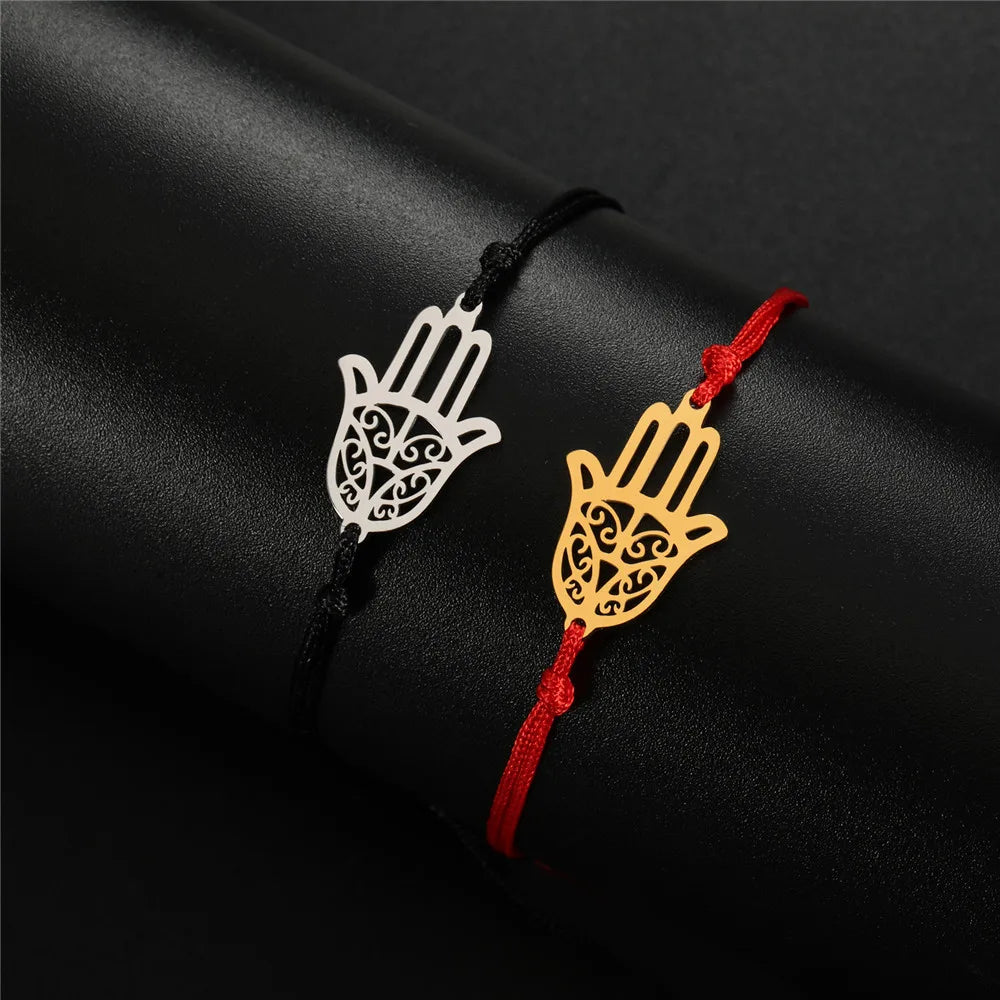 Cord bracelet with Arabic Hand of Fatima symbol