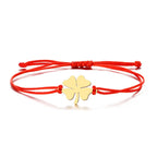 Cord Bracelet with Red and Gold Four-Leaf Clover Lucky Charm