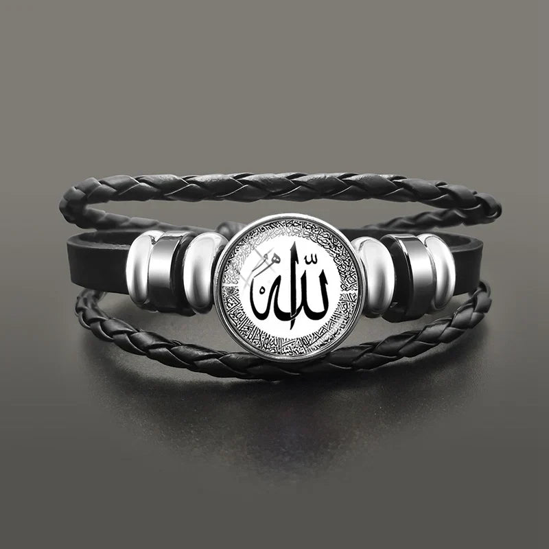 Muslim symbol Allah leather bracelet