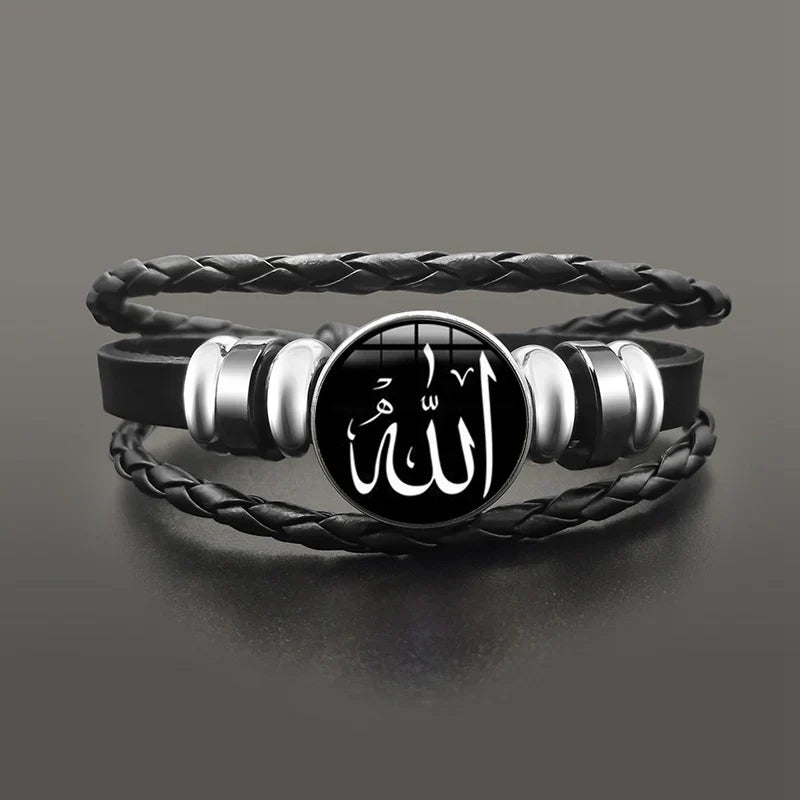 Muslim symbol Allah leather bracelet