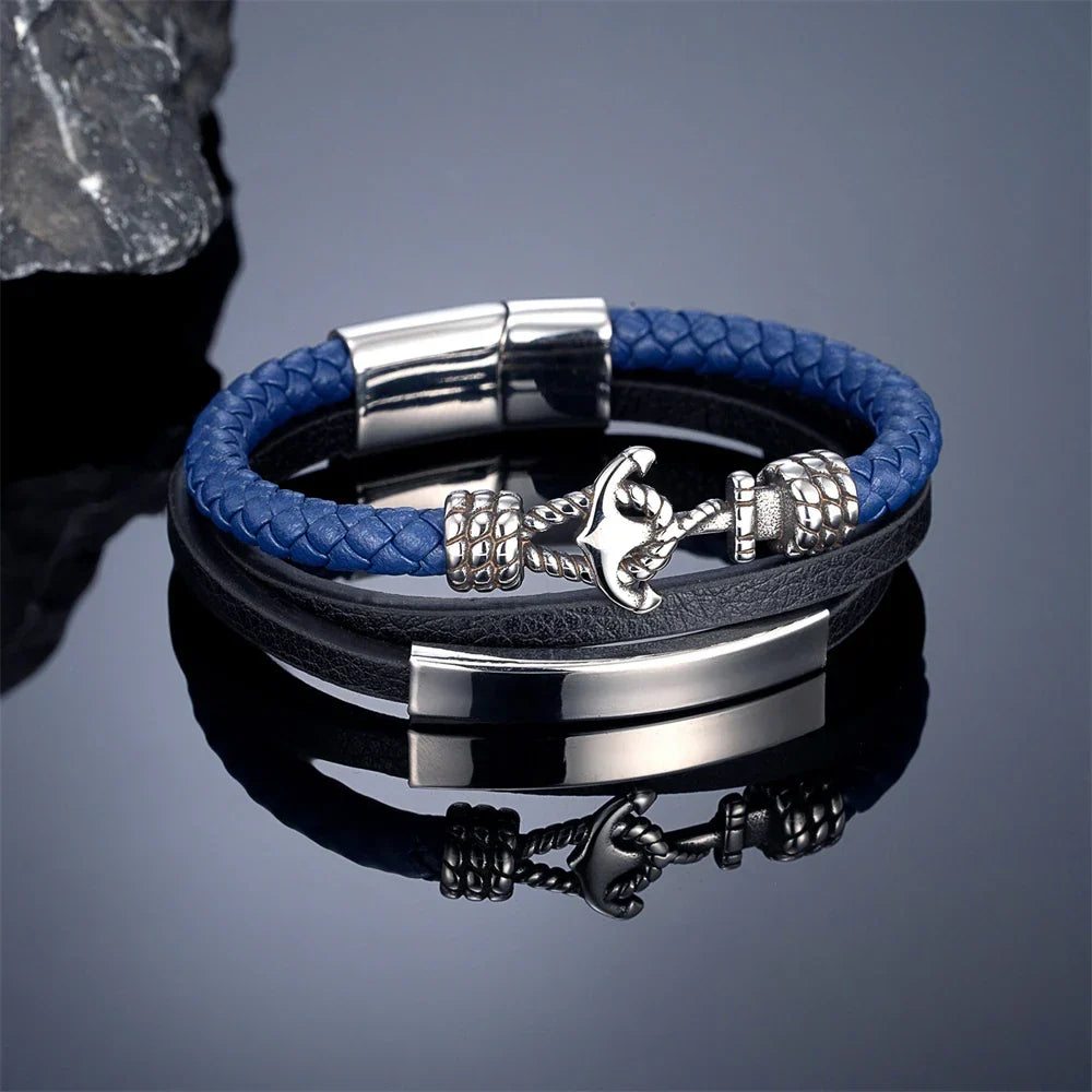 Leather Anchor Bracelet