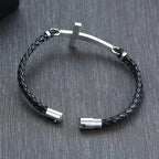 Bracelet en Cuir avec Croix Chrétienne