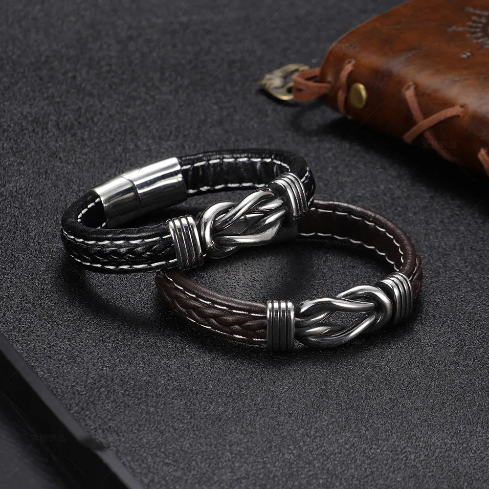 Pulsera de cuero con nudo para hombre 