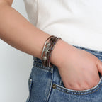 Bracelet en cuir coquillage et étoile de mer marron