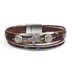 Pulsera de cuero con concha y estrella de mar 