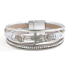 Pulsera de cuero con concha y estrella de mar 