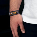 Leather Bracelet with Tiger's Eye Stones