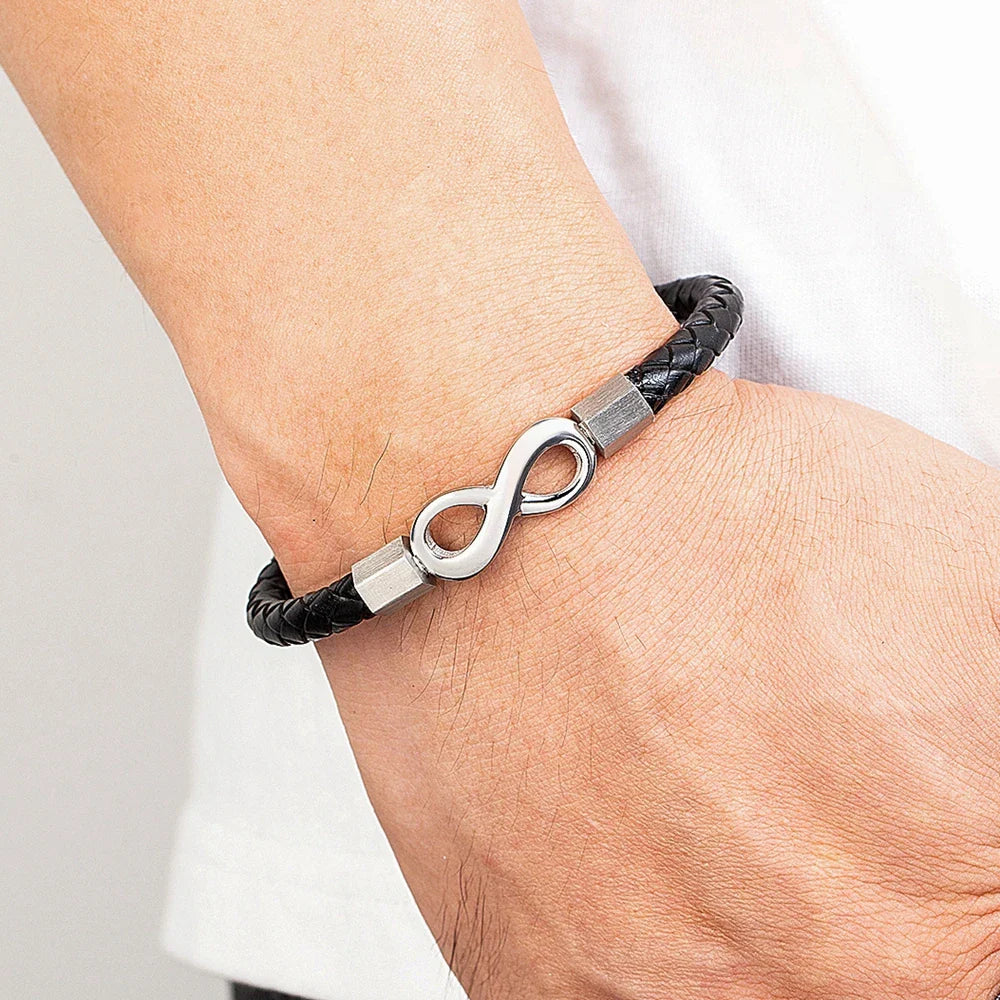 Modern Infinity Men's Leather Bracelet 