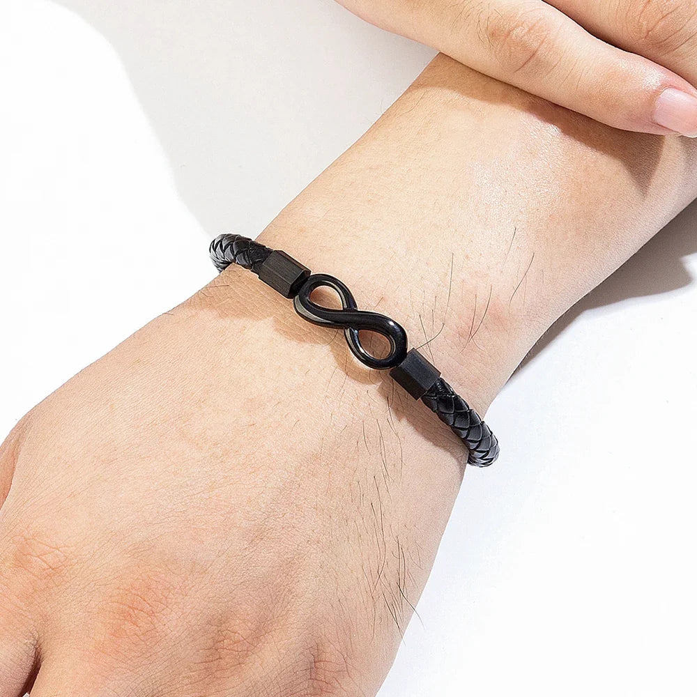 Modern Infinity Men's Leather Bracelet 
