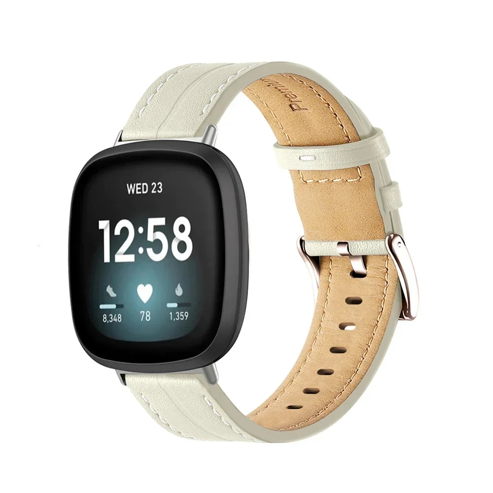 Leather watch band for Fitbit Versa 3, Versa 4, Sense 1 and Sense 2
