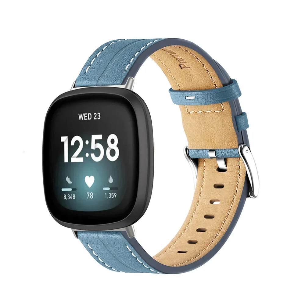 Leather watch band for Fitbit Versa 3, Versa 4, Sense 1 and Sense 2