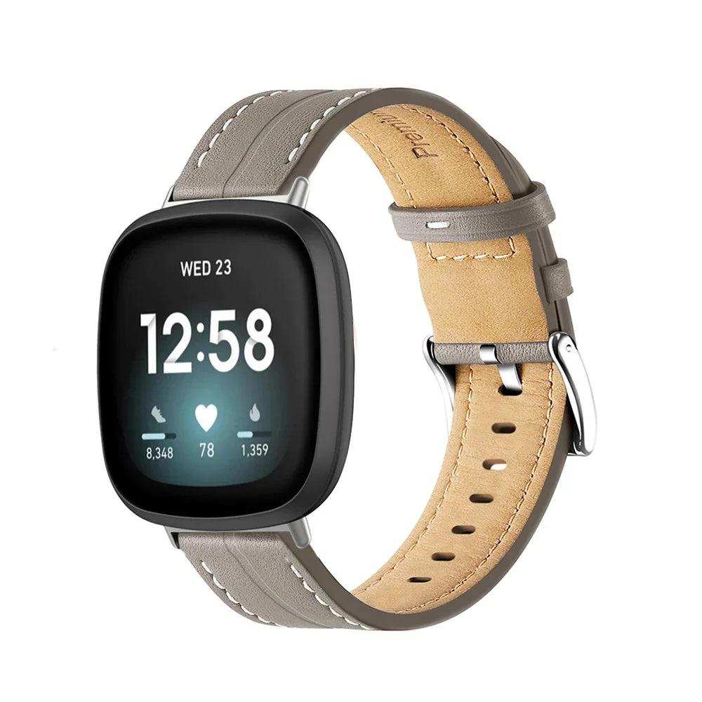 Leather watch band for Fitbit Versa 3, Versa 4, Sense 1 and Sense 2