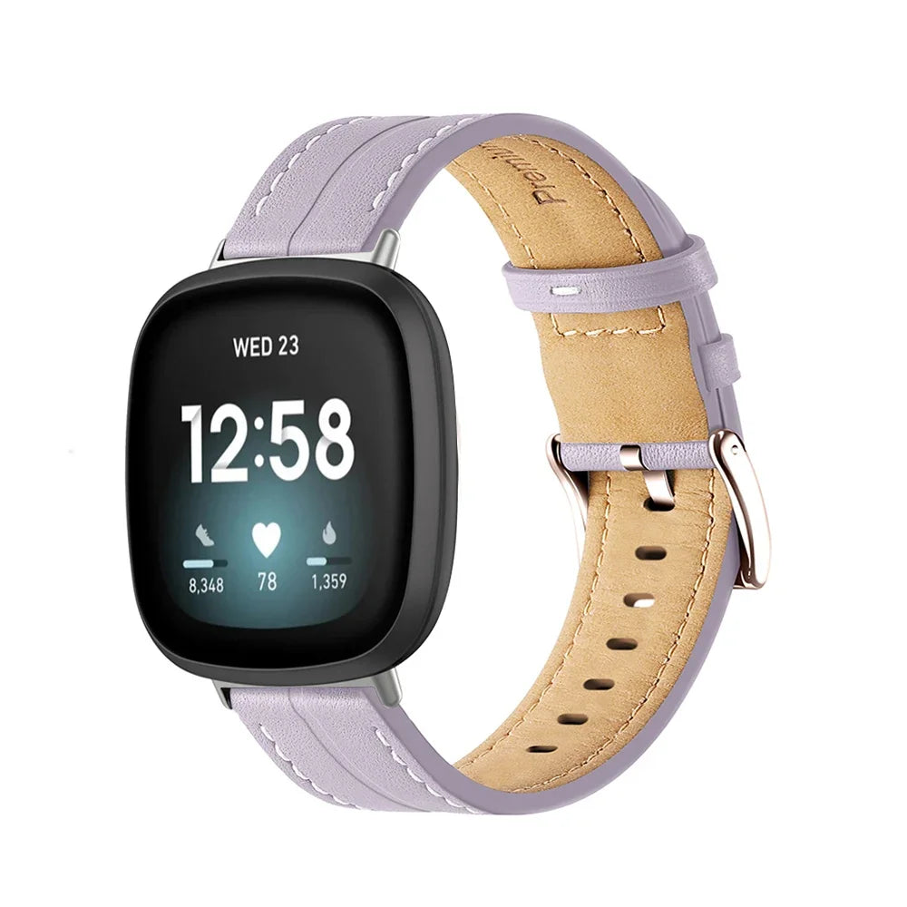 Leather watch band for Fitbit Versa 3, Versa 4, Sense 1 and Sense 2