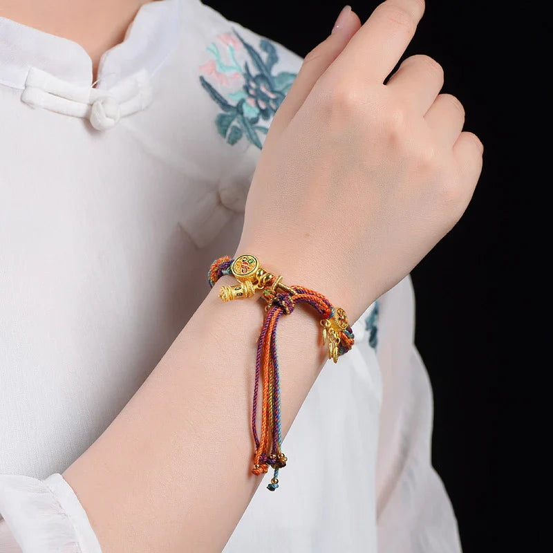 Tibetan Buddhist Charm Lace ID Bracelet