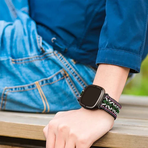 Elastic Nylon Band for Fitbit Versa 3 Versa 4 Sense 2