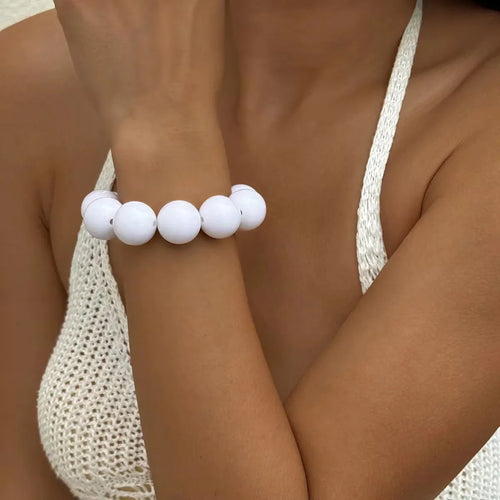 Pulsera de Perlas de Colores para Mujer blanca