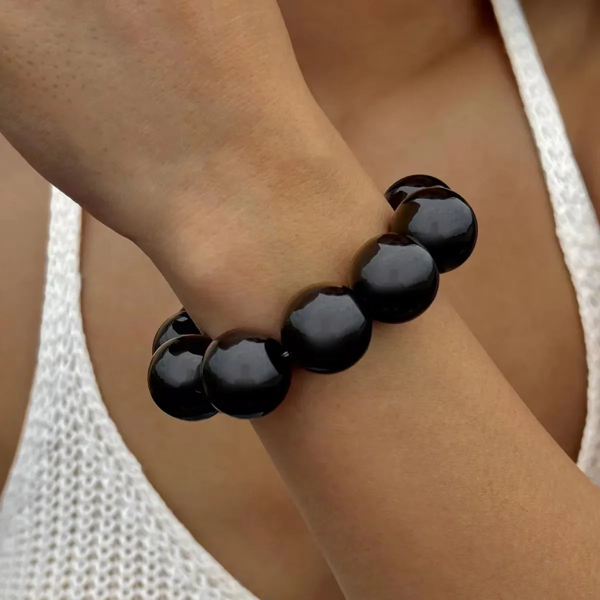 Pulsera de Perlas de Colores para Mujer negra