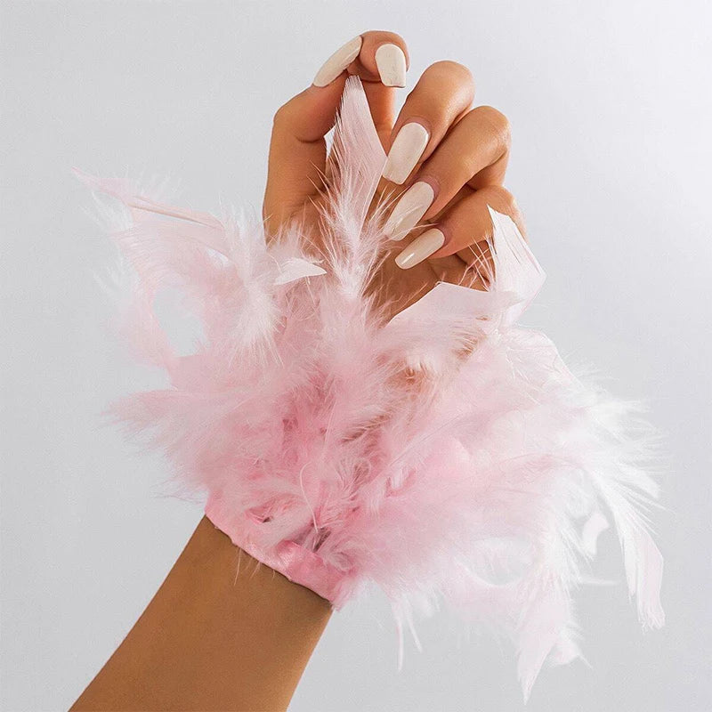 Bracelet en plume rose vaporeuse rose