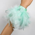 Bracelet en plume rose vaporeuse vert