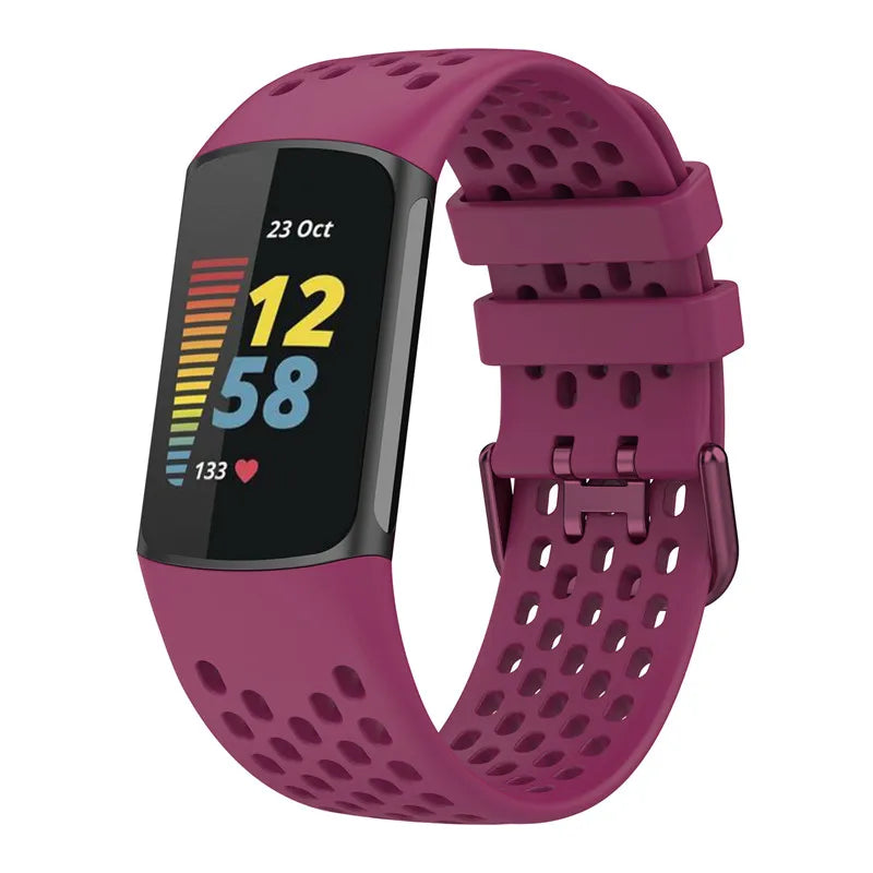 Bracelet en silicone pour montre Fitbit Charge 5, Charge 6 violet