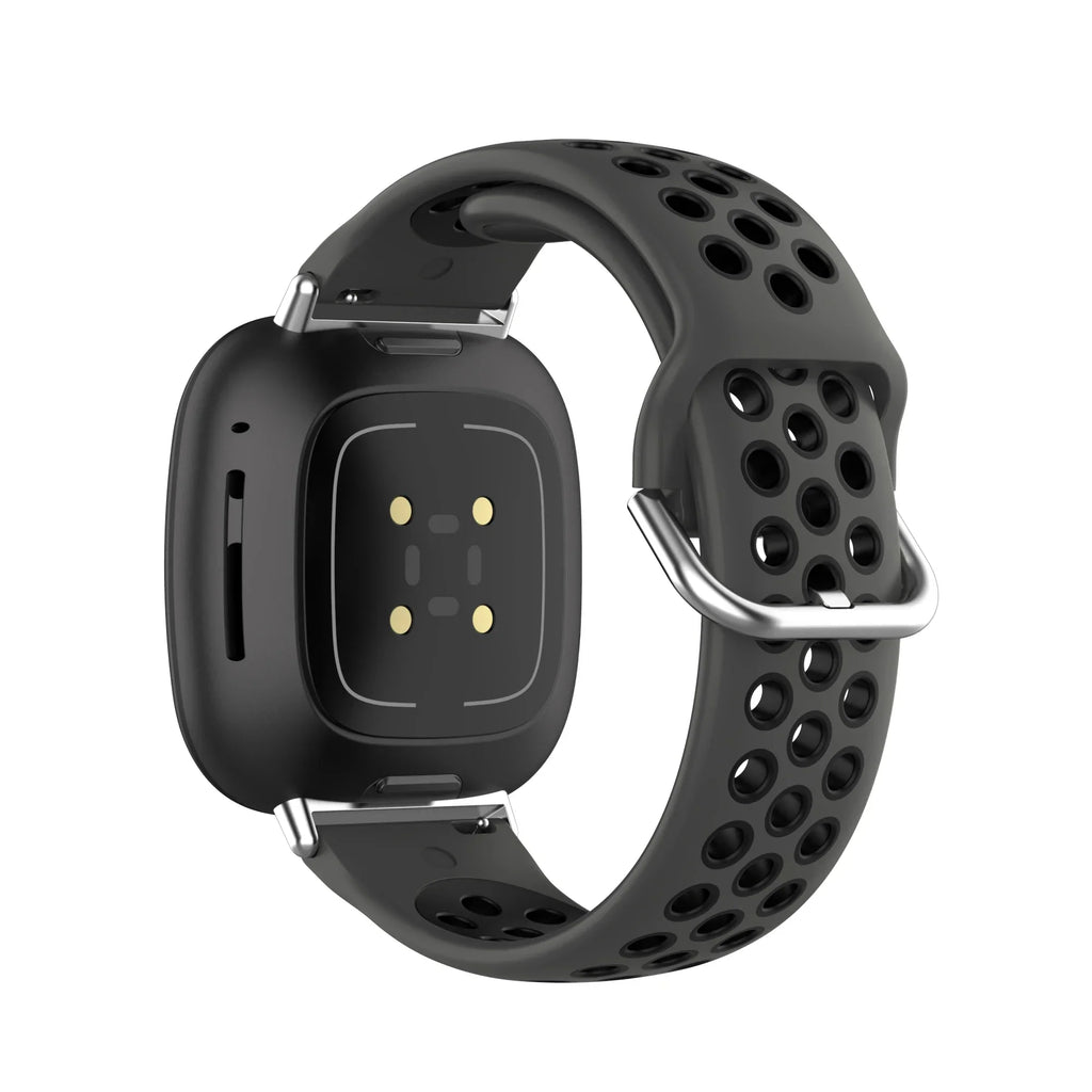 Bracelet en silicone pour montre Fitbit Versa 3, Versa 4, Sense 1 et Sense 2 noir