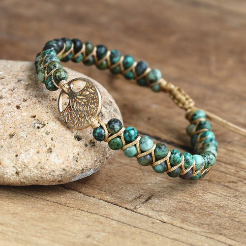 Women's Natural Stone Bracelet Purple Tree of Life