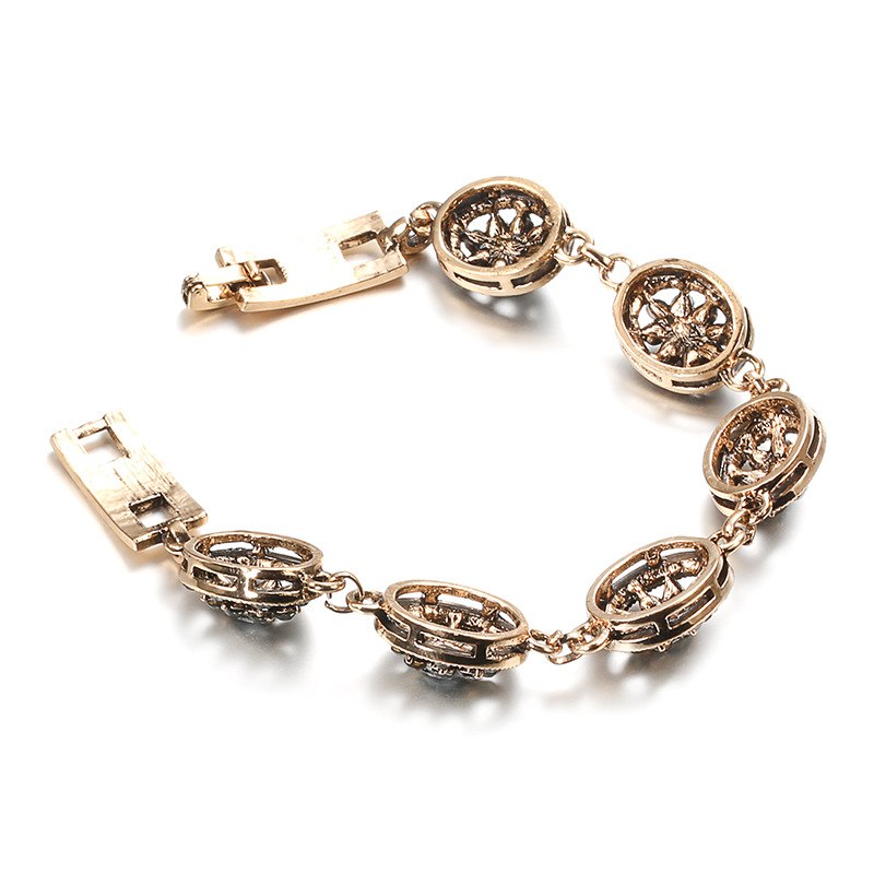 Ethnic Style Women's Bracelet with Black Stones