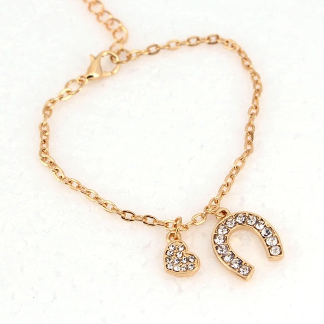 Horseshoe Curb Chain Lucky Horseshoe Bracelet gold
