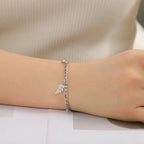 Pulsera Hoja de Palma y Circonio estilo A en plata