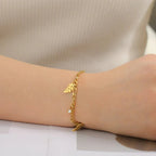 Pulsera Hoja de Palma y Circonio estilo A en oro