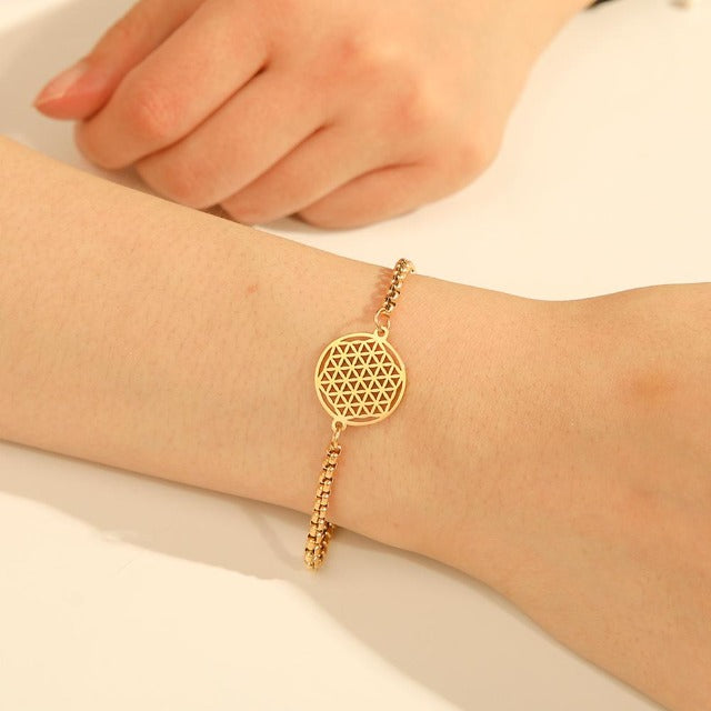Pulsera Flor de la Vida Dawapara Mandala Esclava oro