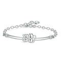 Double Cat Silver ID Bracelet