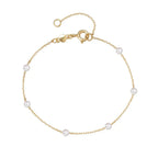 Pulsera de cadena fina con perlas blancas