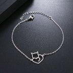 Heart Cat ID Bracelet Silver
