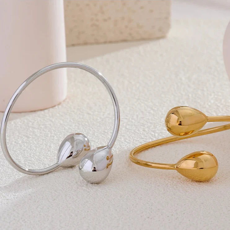 Silver Water Drop Charm ID Bracelet