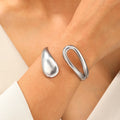 Elegant Curb Chain Bracelet with Water Drop Silver