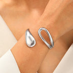 Elegant Curb Chain Bracelet with Water Drop Silver