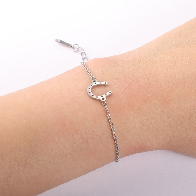 Pulsera / Brazalete Herradura Pezuña Amuleto de la suerte plata
